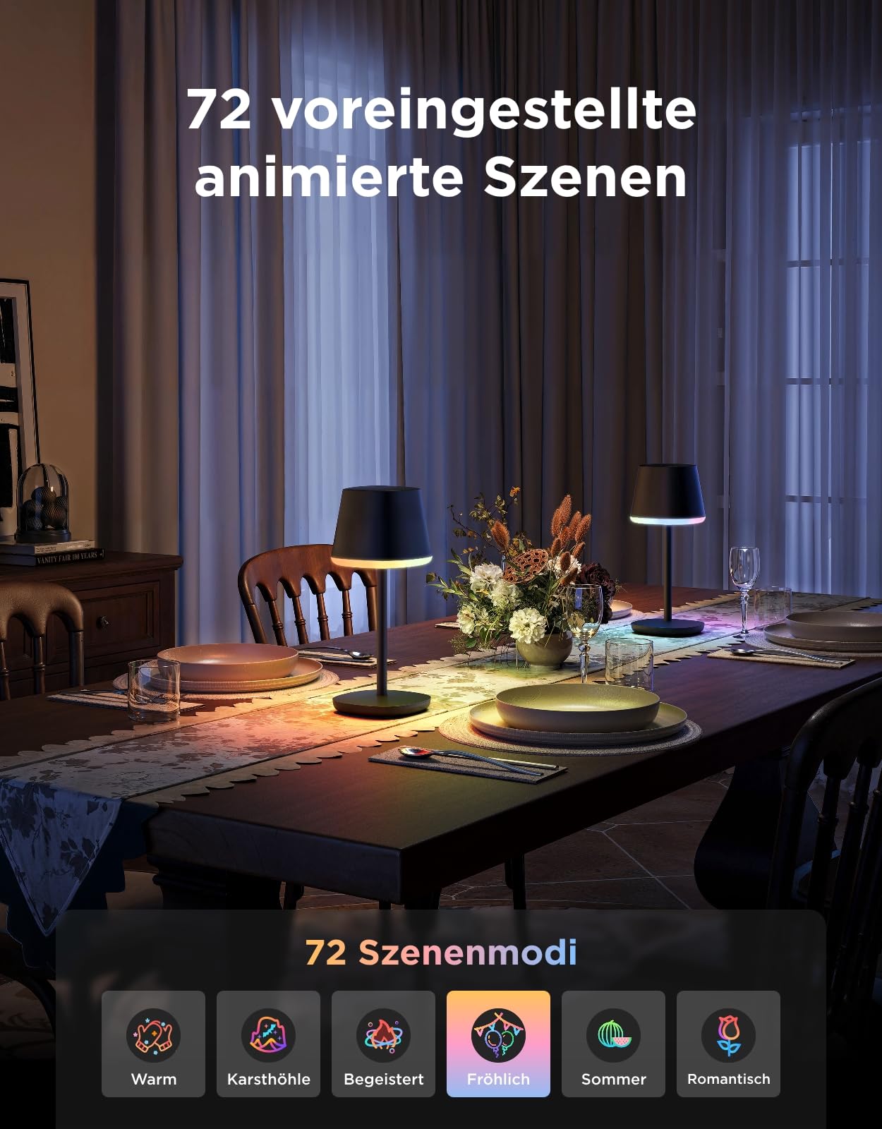 Govee Stehlampe 3 mit LuminBlend+ Technologie Tischlampe Kabellos Akku mit 72 Szenen Bundle