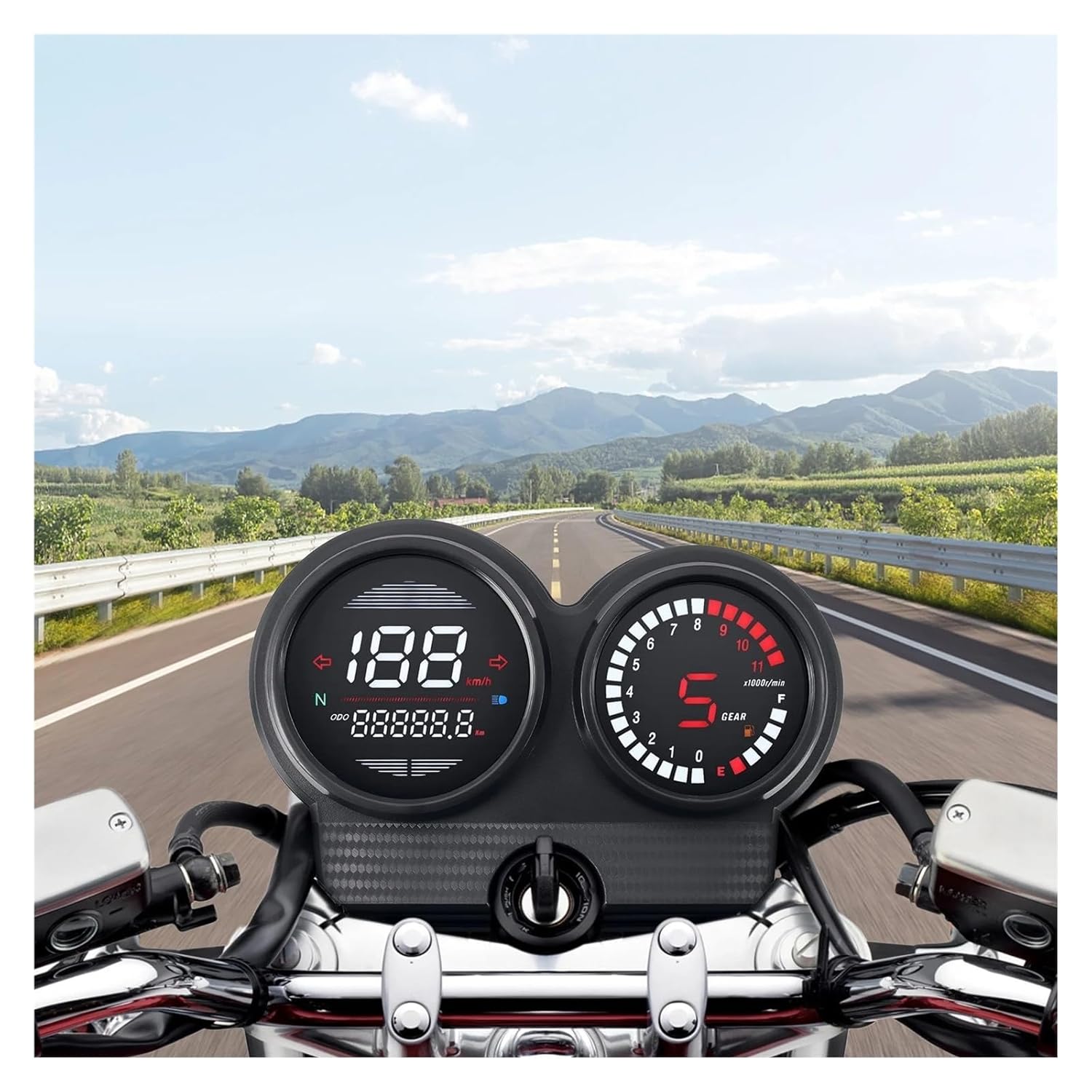 Motorcycle Speedometer Tachometer Motorcycle Speedometer Instrument Km/h ODO TIRP Turn Signal Light Indicator Tachometer Fuel Guage for HO&ND&A CB125