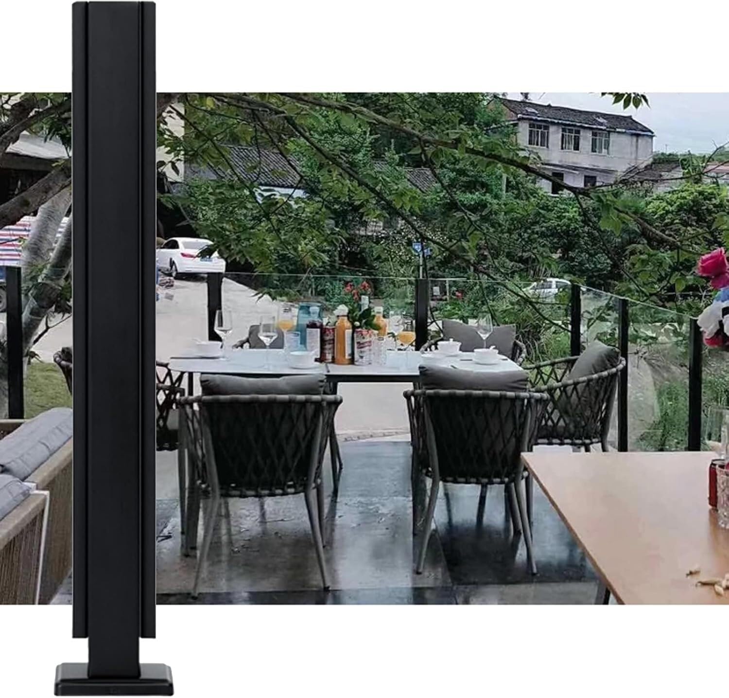 Poste de barandilla de vidrio para balcón y terraza con diseño cuadrado de 85 cm