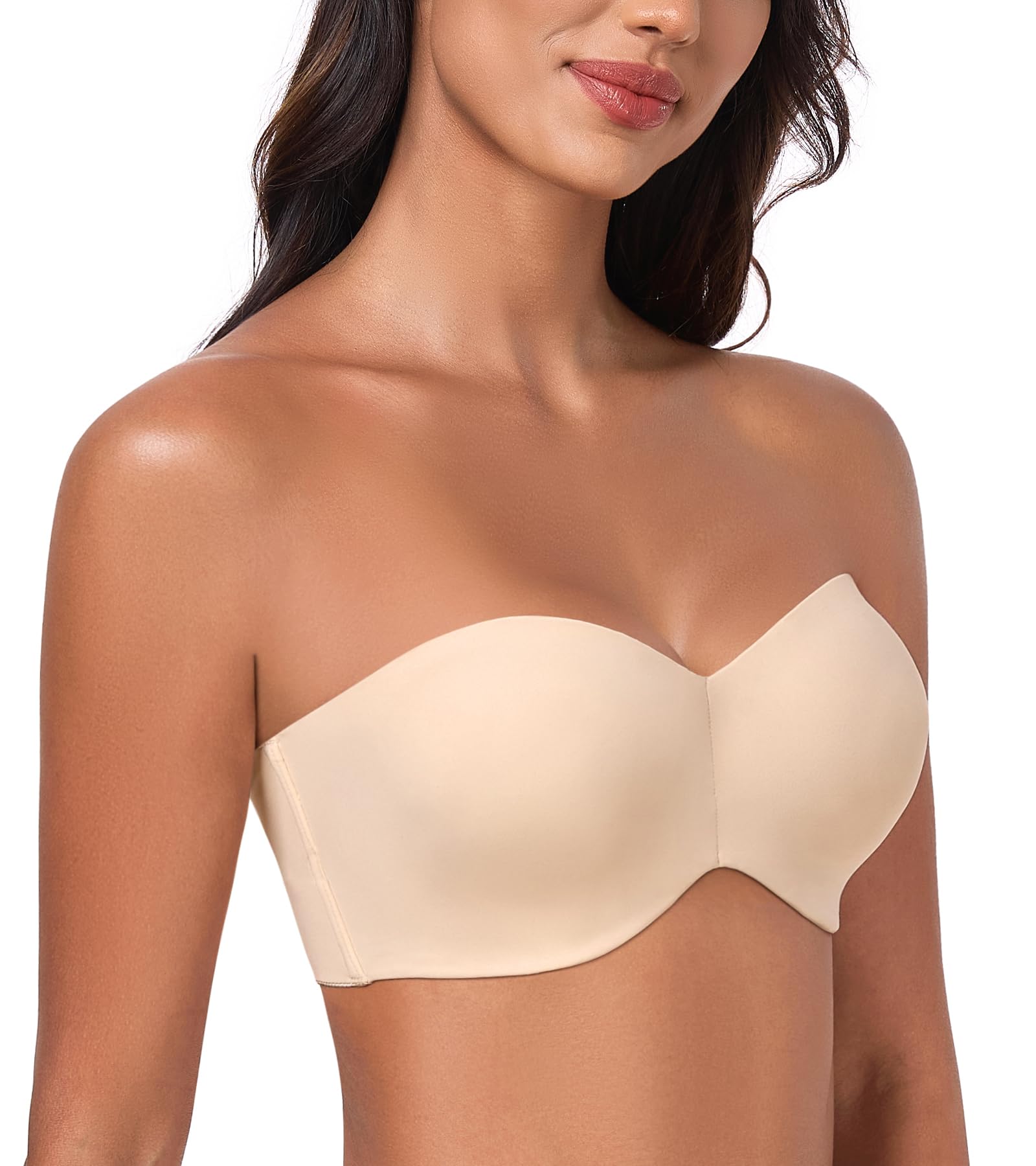 DotVol Damen Trägerloser BH Push Up mit Bügel Trägerlos Bandeau T-Shirt BH Große Größen Ungepolstert Minimizer BH