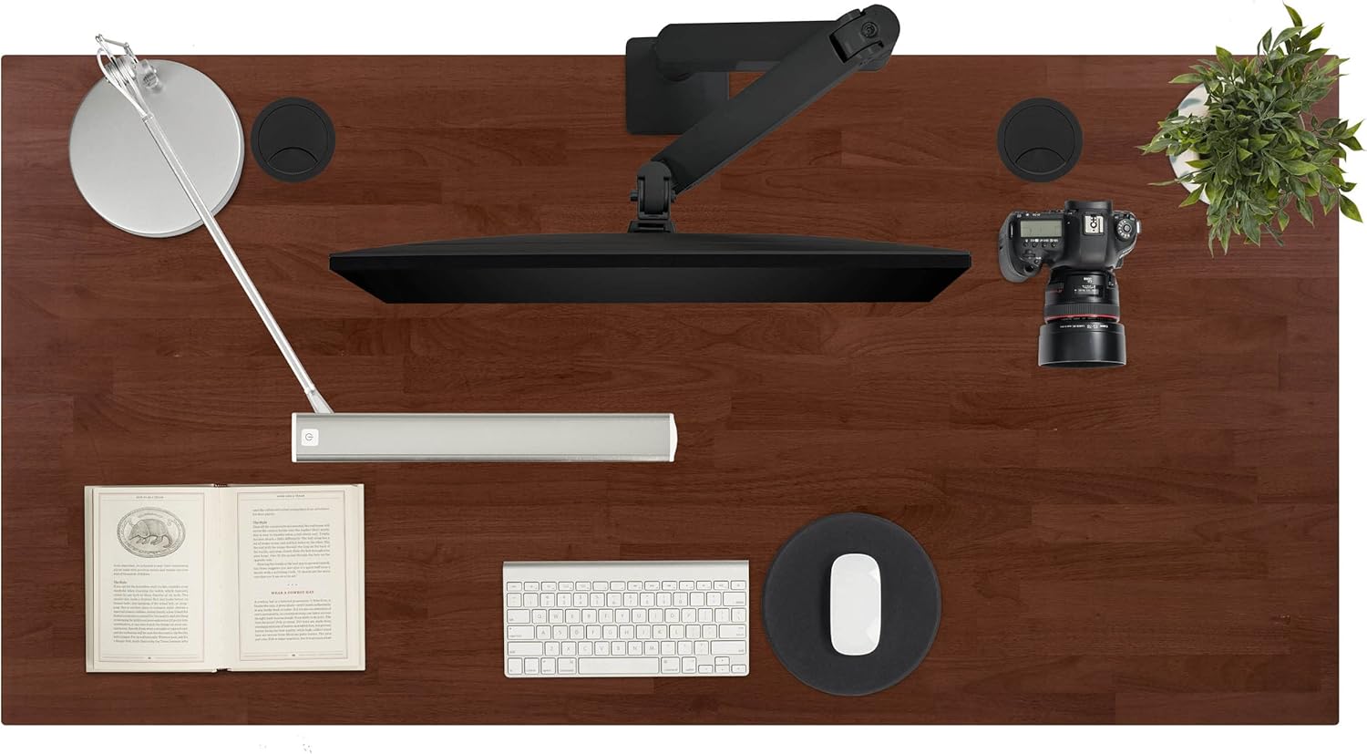 UPLIFTDESK Dark Rubberwood Butcher Block (72 x 30 inch) Standing Desk 2-Leg V3 Adjustable Stand Up C-Frame (Black), Advanced Keypad, Wire Grommets, Wire Tray, Rocker Board