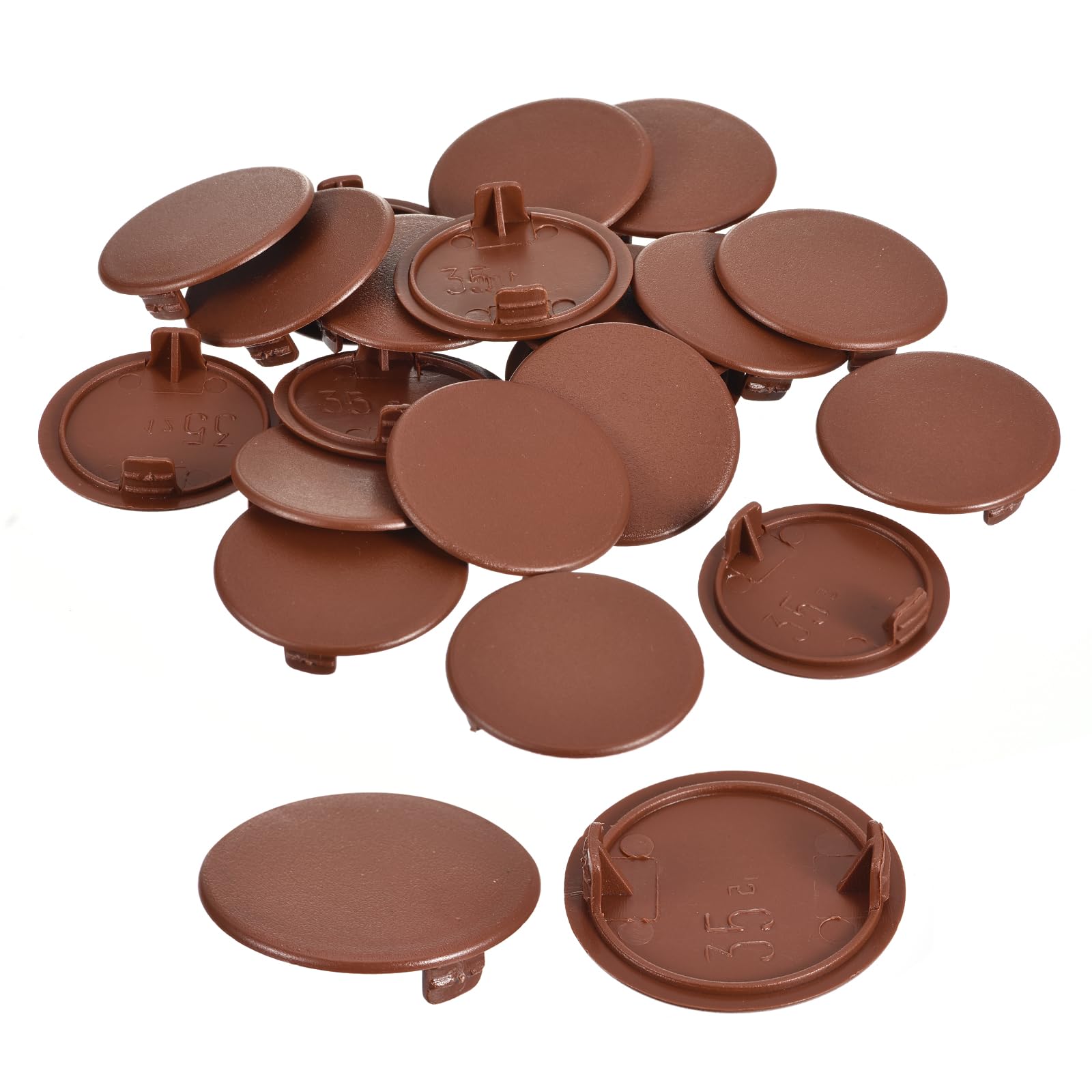 QUARKZMAN 20pz Coperture per Fori Cerniere, 35mm(1 3/8") Dia Tappo Copertura Rotondi a Incasso in Plastica con Foro Nascosto per Mobili Armadietti Credenze, Marrone Rosso