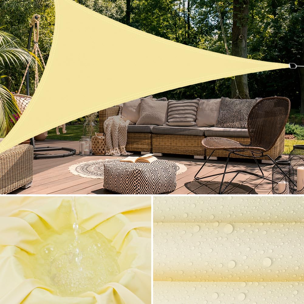 OFFCUP Tenda Parasole 2x2x2 M Vela Ombreggiante Impermeabile Triangolare Anti UV Beige