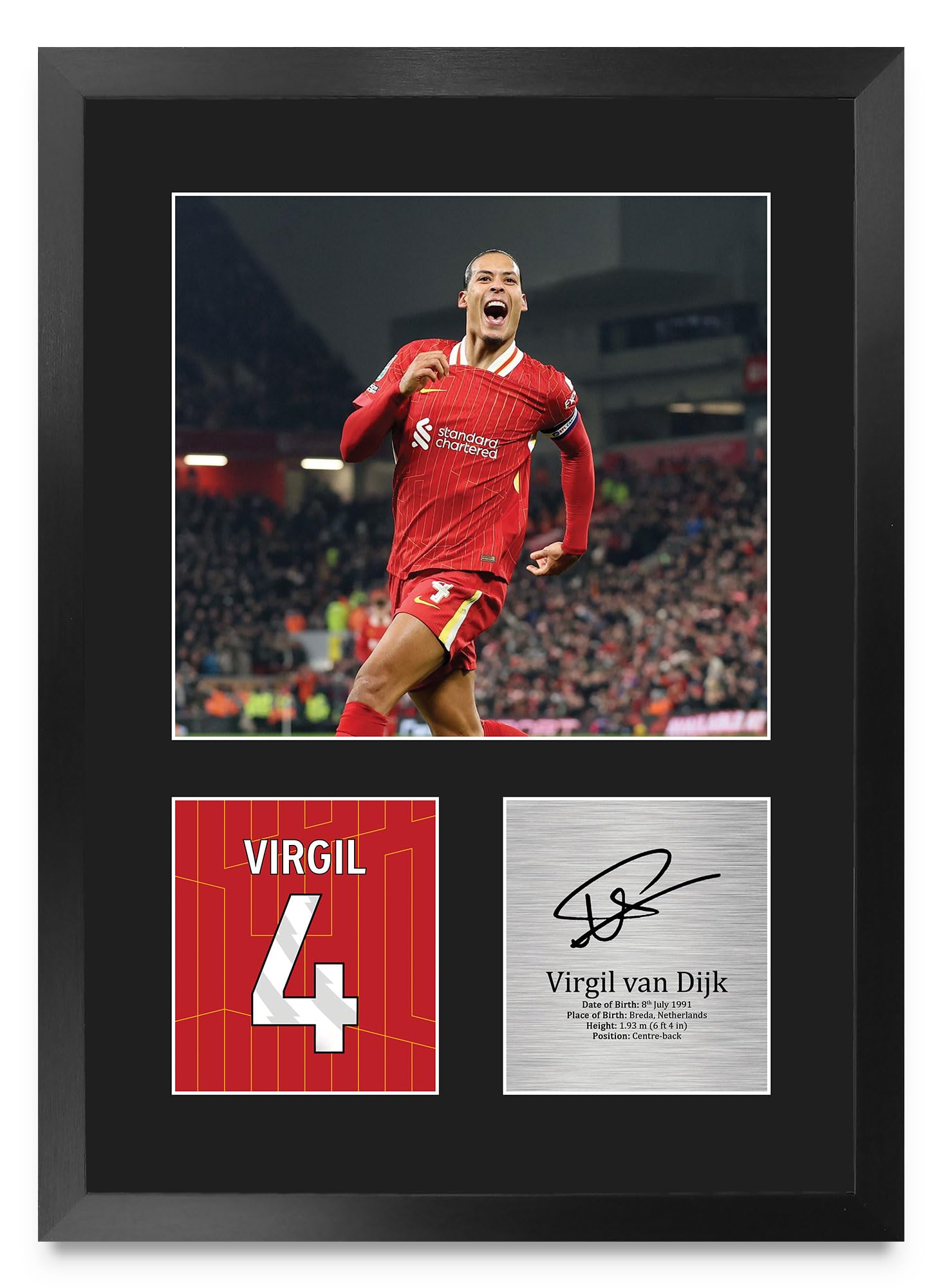HWC Trading Virgil van Dijk Liverpool Gifts Printed Signed Autograph Picture for Football Fans and Supporters - A3 Portrait Framed-image-19