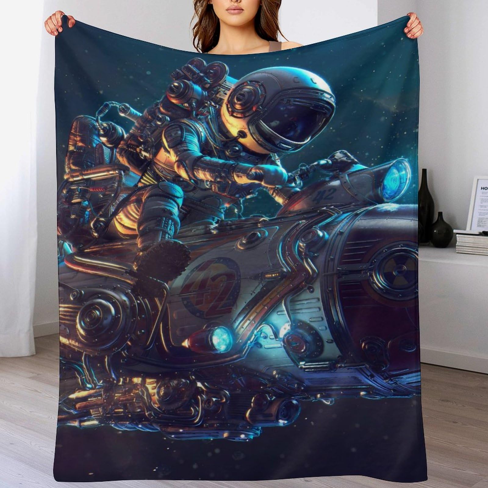 Couverture en flannel astronaute anti peluche plaid doux chaud 150x200