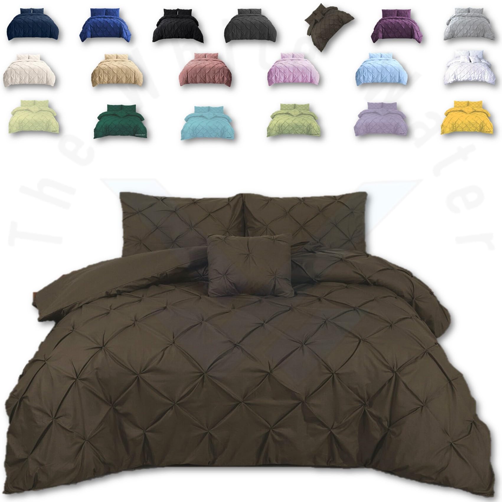 Thewhitewater Limited Chocolate Brown Thewhitewater Duvet Set - 2In1 Single - Bedding Set - Duvet Cover + Matching Pillowcases Hotel Style Cotton Blend Polycotton Pintuck Cover (, 2In1 Pintuck - Single)
