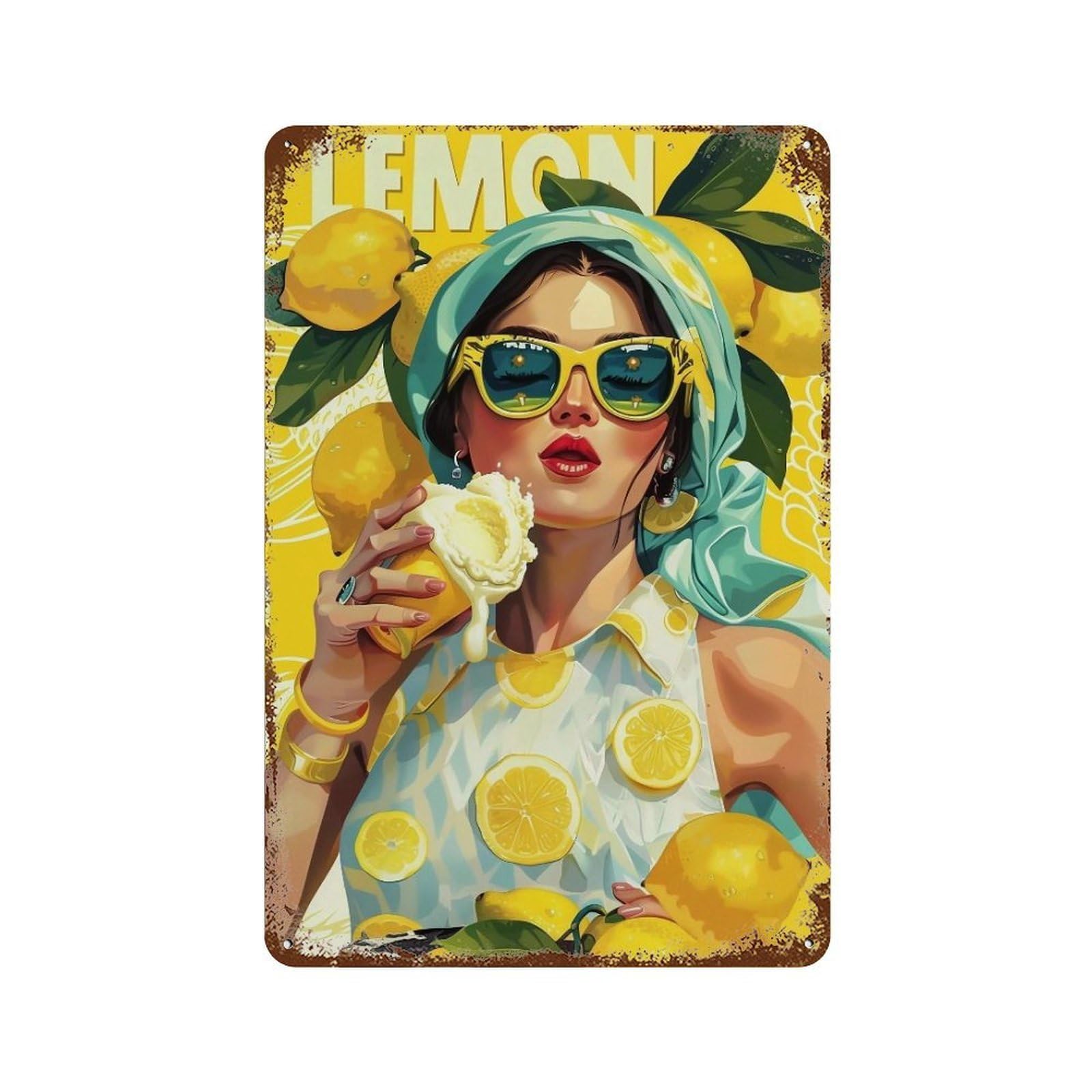 YHGERTKU Lemon Gelato Poster 04 Wall Art Retro Iron Vintage Metal Tin Sign Poster Modern Decor for Living Rooms Gift 30x20cm