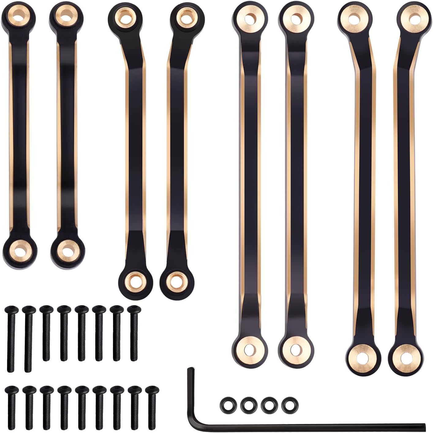 Brass High Clearance Links Set Chassis Linkage for 1/18 Traxxas TRX4M Bronco Defender Crawler Upgrade Parts(Black Gold)
