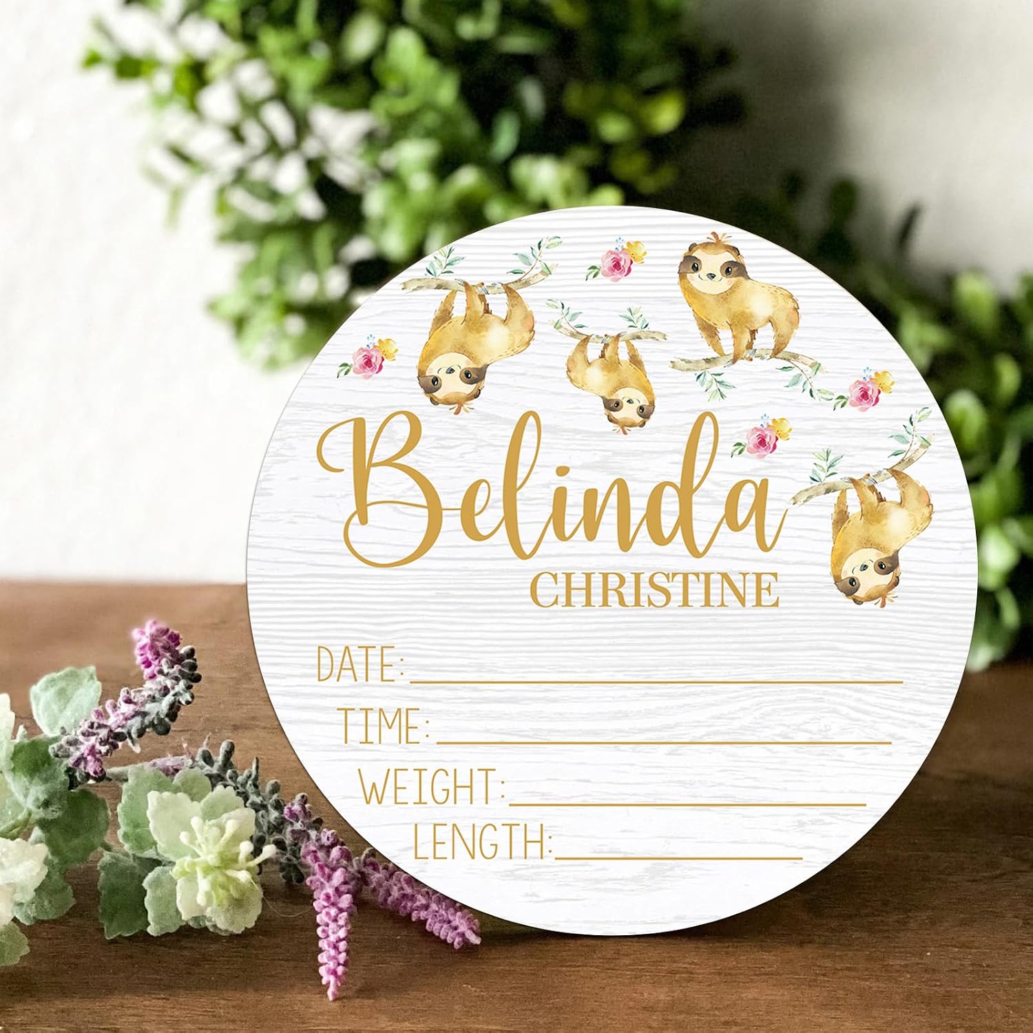 Custom Baby Swaddle Set - Muslin Swaddle Blanket Hat Headband for Infant Baby Girl Boy Personalized Swaddle Blanket Newborn Gift Yellow Sloth(Fixed Size)