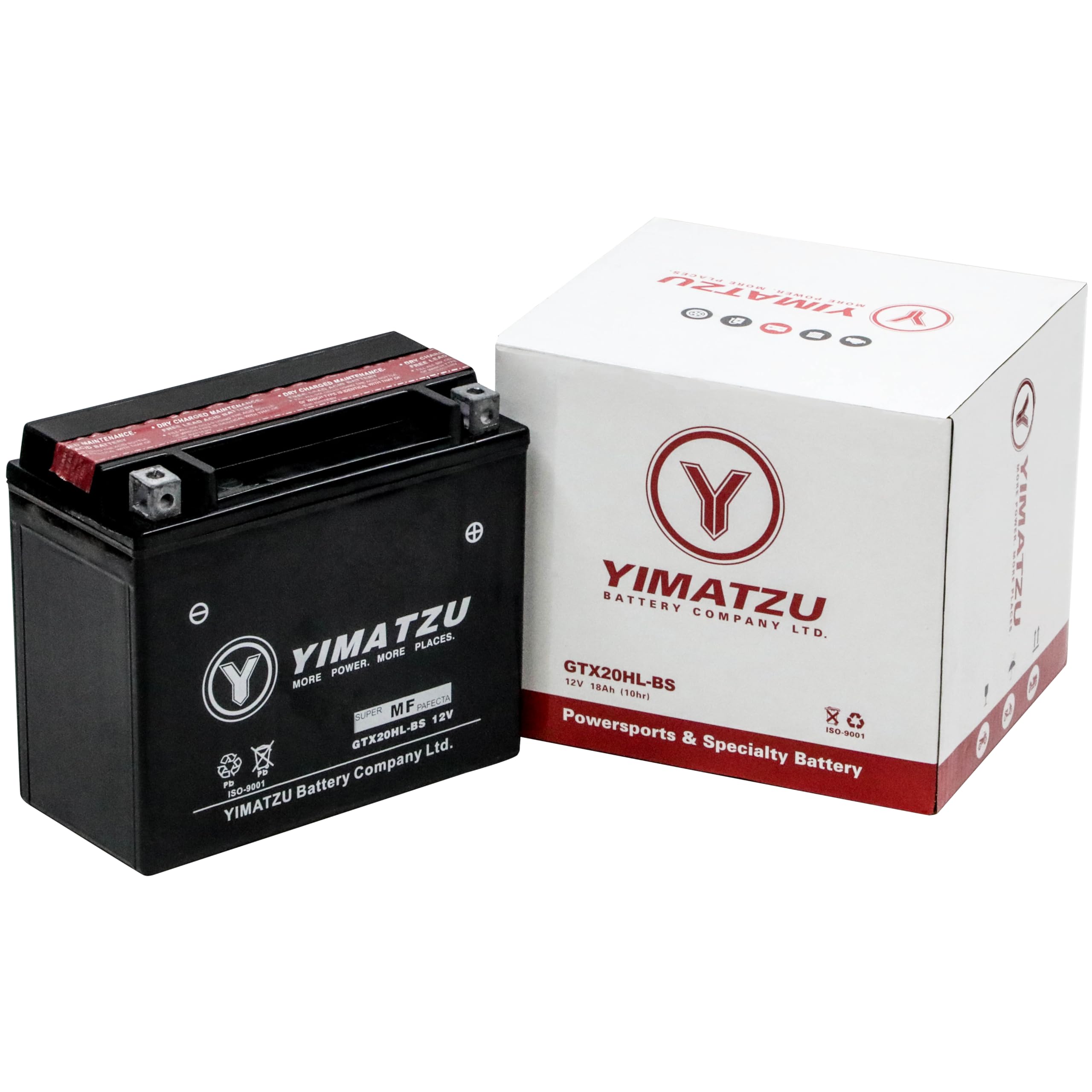 YIMATZU GTX20HL-BS 12V AGM Powersports Battery with Acid Pack