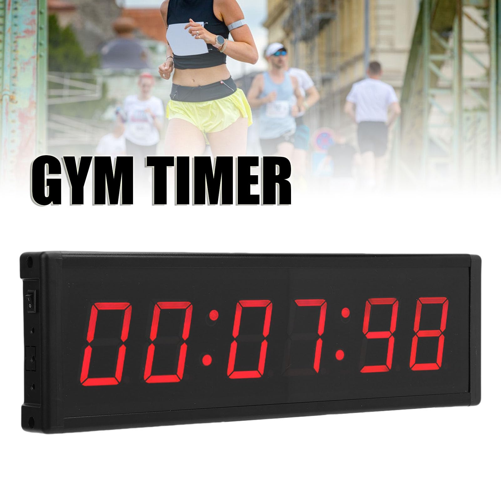 Fafeicy Temporizador de LED, Pantalla Roja de 6 Dígitos, Cuenta Regresiva, Cronómetro con Control Remoto Inalámbrico para Eventos de, Competiciones de Entrenamiento en Gimnasio