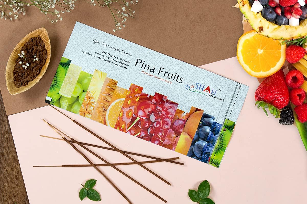 Shah Fragrances Pina Fruits Zipper Incense Sticks (Pack of 3*130 Grams)