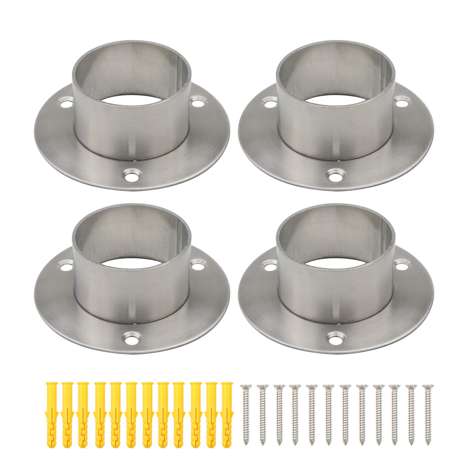 Pxyelec 4Pcs Stainless Steel Thicken Closet Rod Flange Holder for Inside Diameter 2 inch (51 mm) Steel Pipe