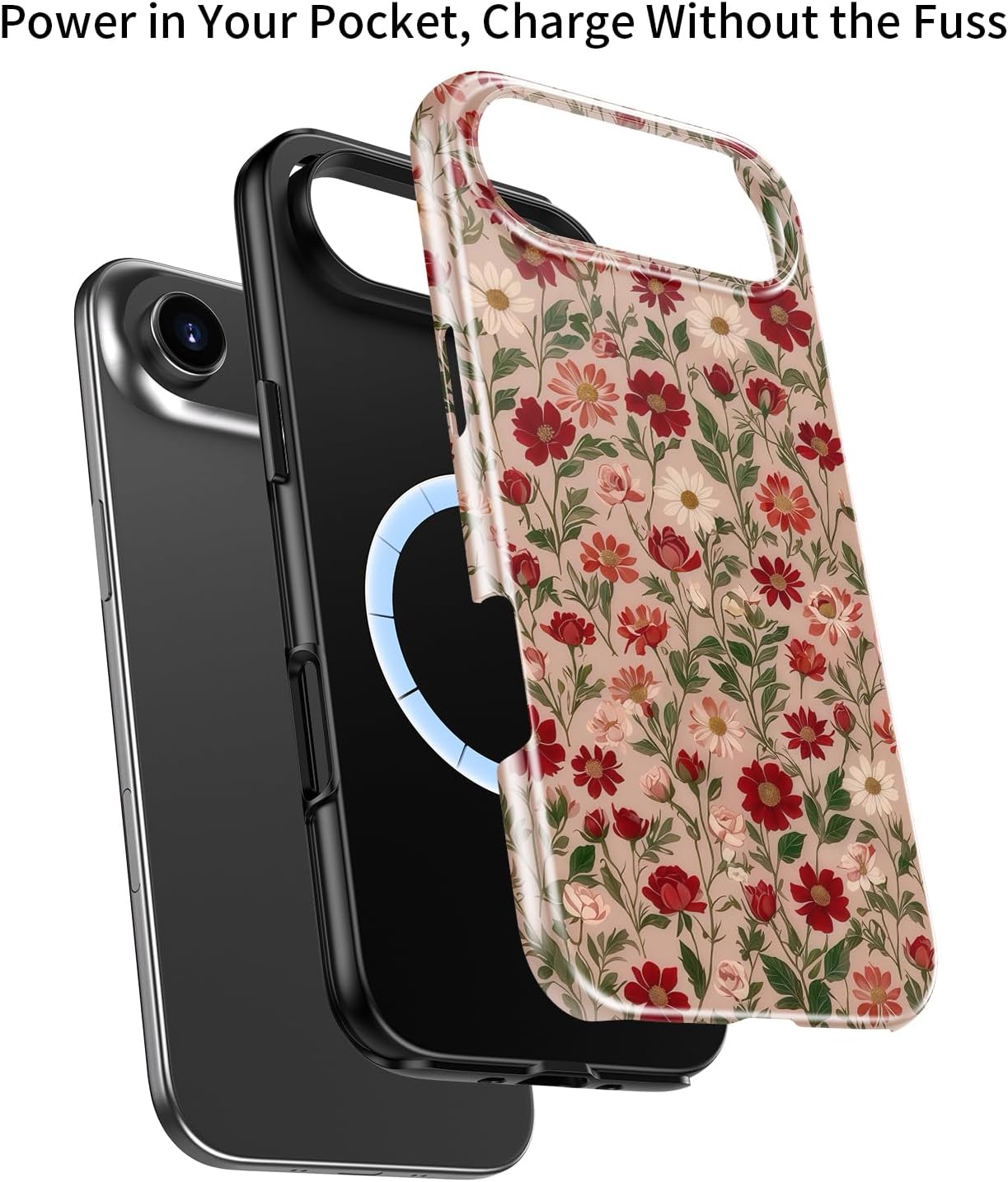 Goodon for iPhone 17 Air Case - Wireless Charging - Dual-Layer Hard Shell & Silicone Cover - Protective Phone Case with Cute Wildflower Designs for Women - Dainty Floral Pattern - Image 4