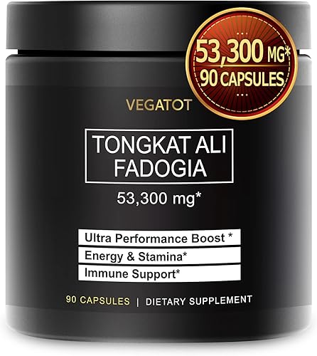 Fadogia Agrestis Tongkat Ali Ultra Extract 53300 mg de polvo crudo Hecho y probado en Estados Unidos Alta potencia con creatina L-citrulina