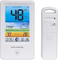 Vista 5 de AcuRite 00509 Estación meteorológica a color con recuento de temperatura/humedad/pronóstico, blanco y negro