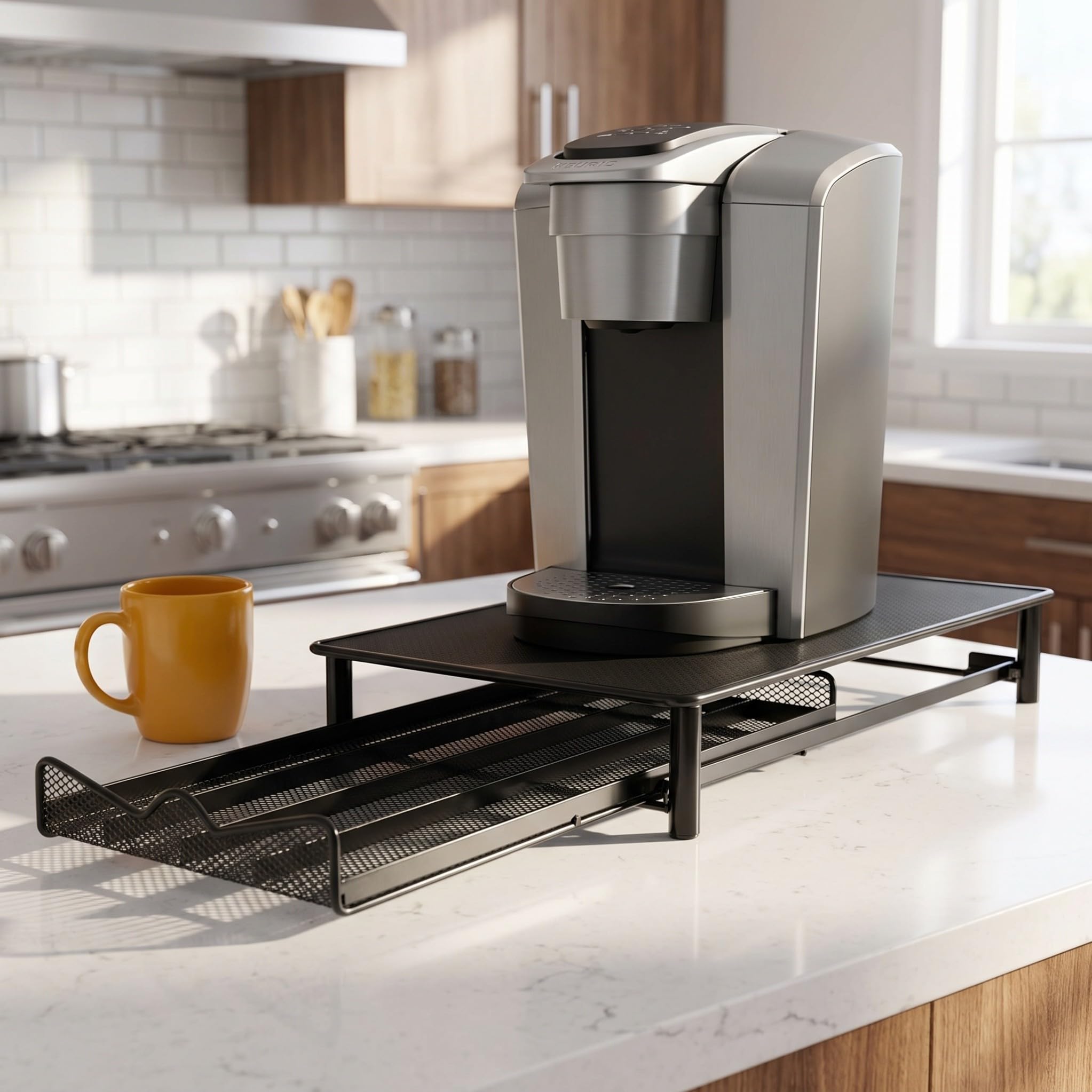 Zerodeko Caja de Almacenamiento y Capacidad para 40 Cápsulas para Cápsulas de Café de Metal Hierro con 4 Compartimentos Diseño y Antióxido Adecuado para Cocina o Escritorio
