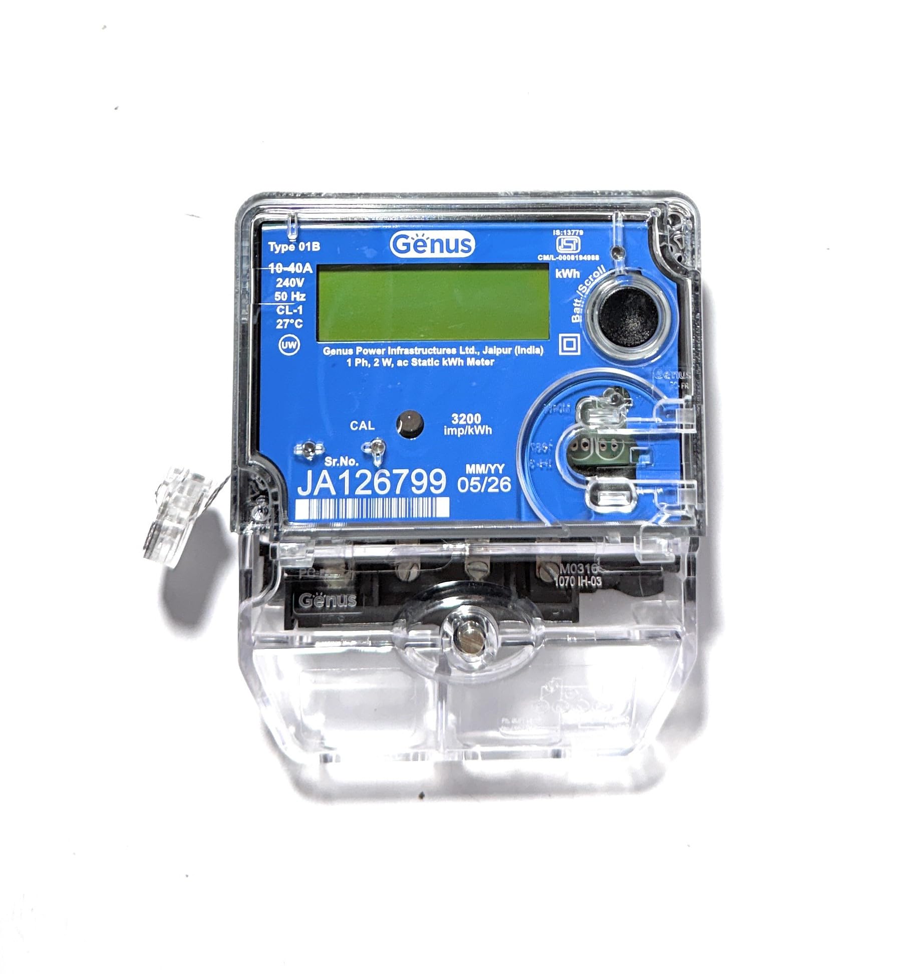 Genus Single-Phase Static kWh Energy Meter 10-40A Type 01B | Static Type, 10-40A Range, kWh Measurement, Single-Phase-image-34