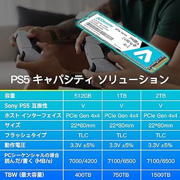 Amazon.co.jp: SSD 2TB PCIe Gen4x4 M.2 NVMe 2280 読取7500 MB
