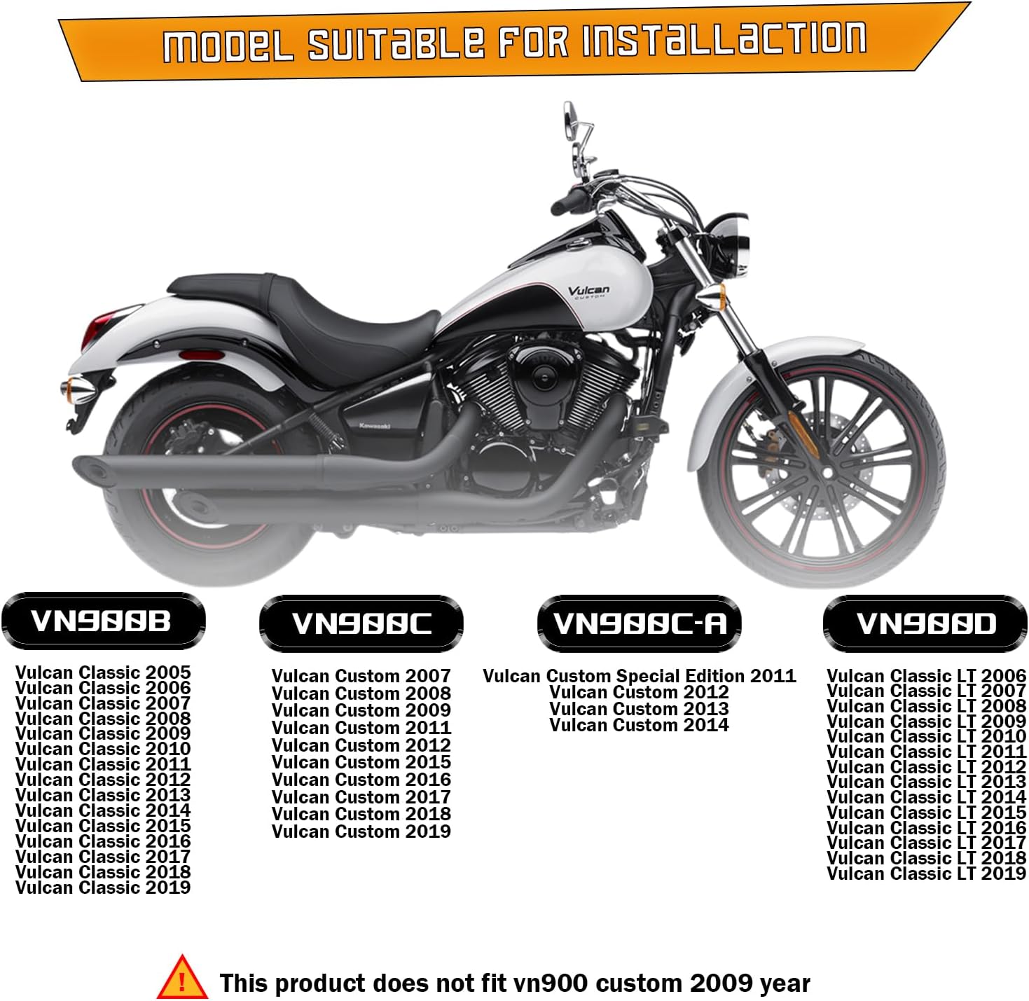 Kinglemc Engine Guard Highway Crash Bar for Kawasaki Vulcan 900 VN900 Classic Custom 2006-2024 (Mustache Style, Chrome)