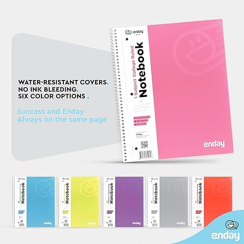 Miniatura 4 de Enday Spiral Notebook College Ruled (4 Pack) Pink, Red, Blue, Purple 1 Subject Spiral Notebook, College Ruled Notebook Paper, Journal Notebook for