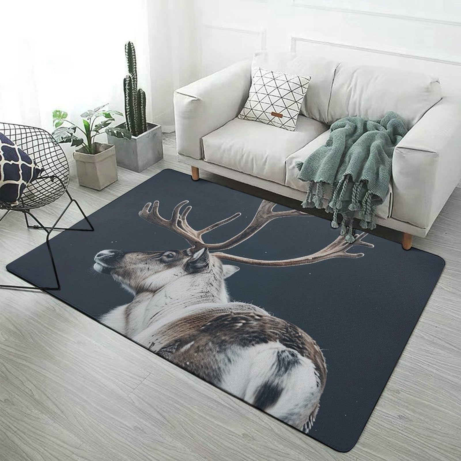 Tapis de sol absorbant 152x101 cm avec renne pour chambre et cuisine