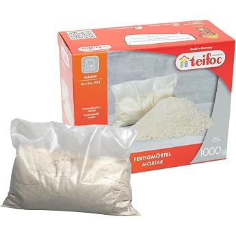 Teifoc 902 Ready Mortar 1000 g Water-Soluble Mortar for Crafts Building for Girls and Boys with Cement Montessori Toys DIY Model Making for Kids
