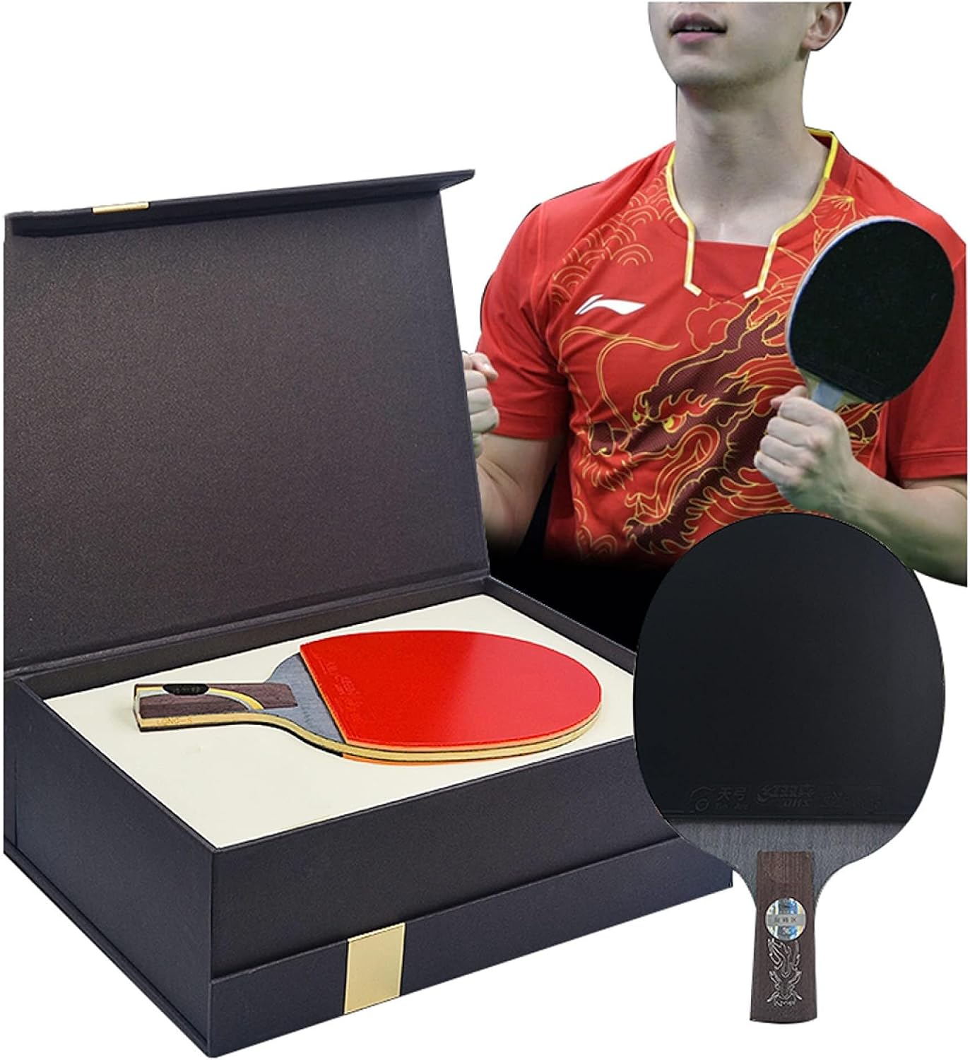 Professional Table Tennis Bat, Competitive Ping Pong Paddle, Attack and Defense Table Tennis Racket Blade, Long Handle
