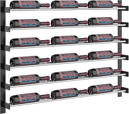 Vista 49 de VintageView Evolution Wine Wall 30 3C - Estante moderno para vino (18 botellas, negro mate)