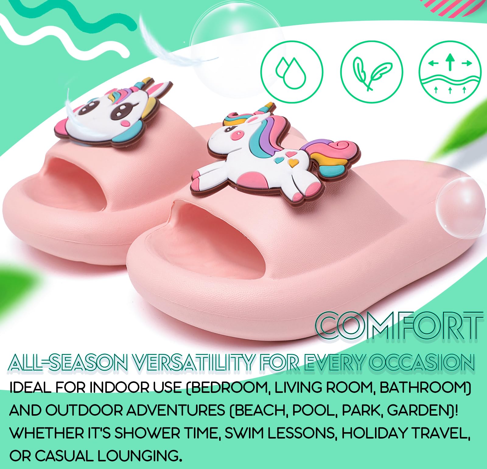 Chanclas de Baño Antideslizantes para Niños y Niñas - Ultraligeras <150g (Tallas 22/23 EU) - 20-36 EU, Sandalias Zapatillas EVA para Baño, Playa, Piscina, Jardín Interior y Exterior