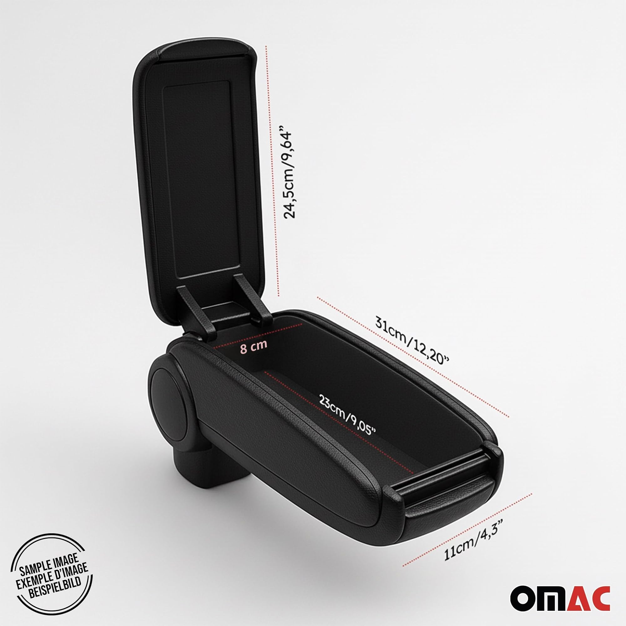 OMAC Armlehne para Renault Clio 2019-2025 - Snap-On - ABS + Kunstleder - Keine Bohrung o Installation - Einfache Montage Black