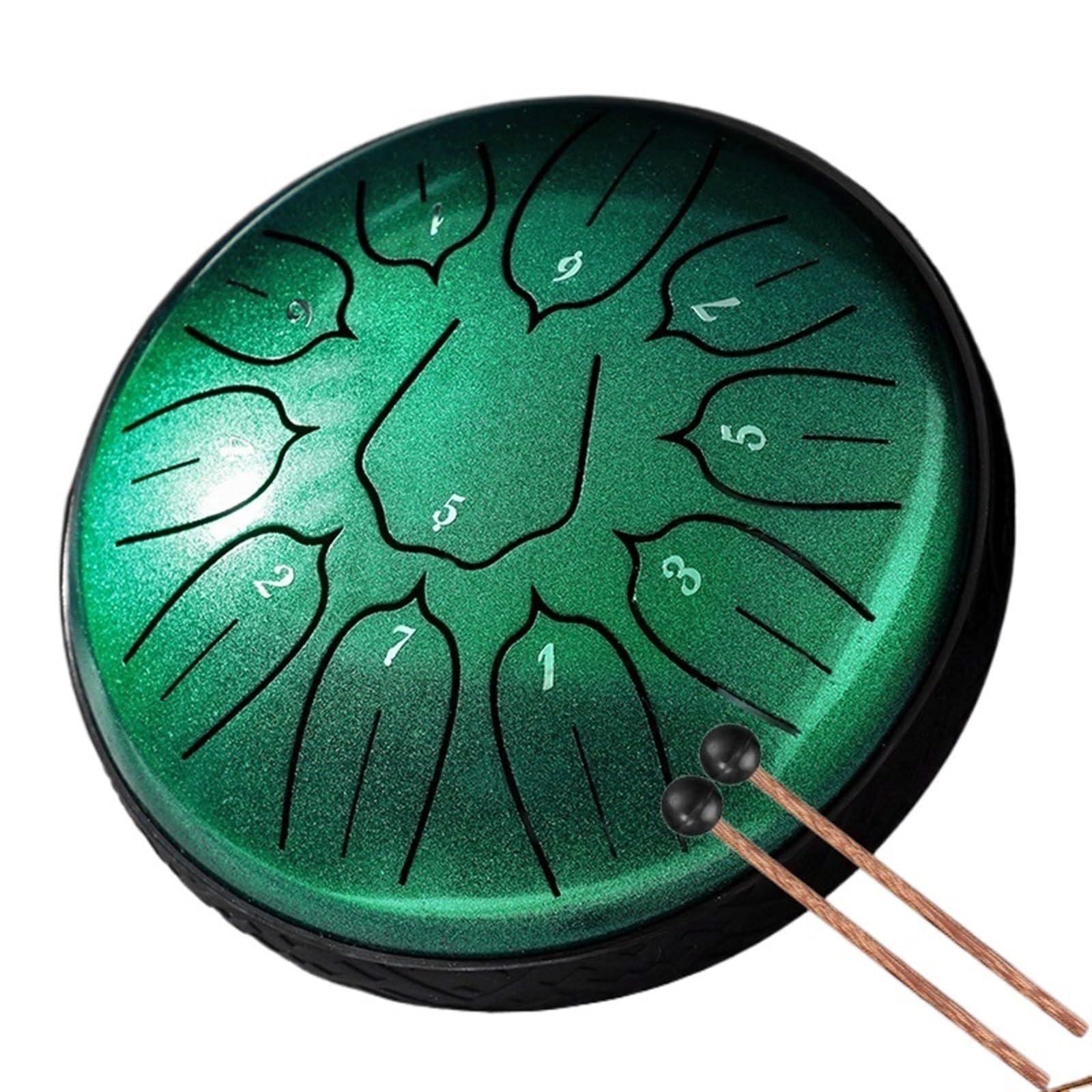 Tamburo con Lingua in Acciaio Tamburo da 6 Pollici con 11 Note Tamburo etereo D5 for Strumenti Musicali handpan for Principianti per Recital, concerti(Green)