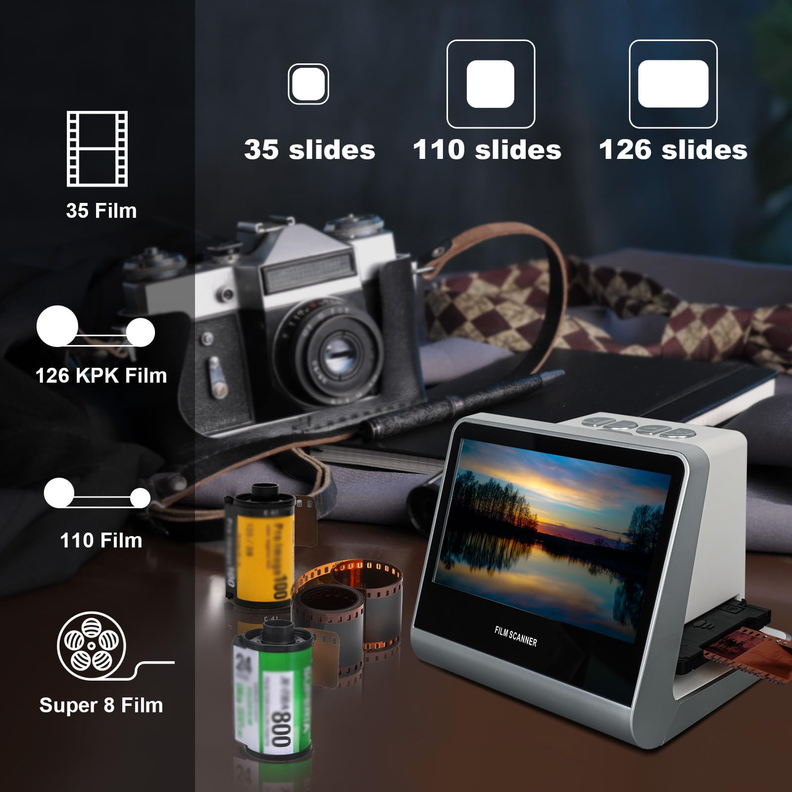 Scanner per Pellicole con Ampio Schermo LCD da 5 Pollici