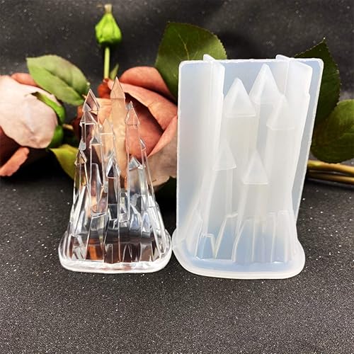 Miniatura 5 de iSuperb Paquete de 2 moldes de resina 3D pirámide minarete castillo de silicona de cristal epoxi para velas, pasteles, jabón, arcilla, decoración