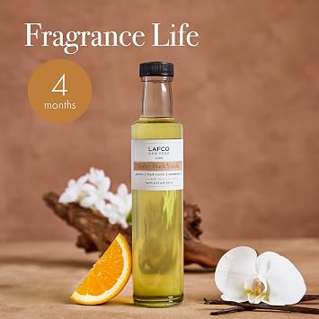 LAFCO New York Reed Diffuser Refill, Amber Black Vanilla - 8.4 oz - Up to 4-Month Fragrance Life - Includes Natural Wood Reeds - Free of Dyes & Propellants - Made in the USA