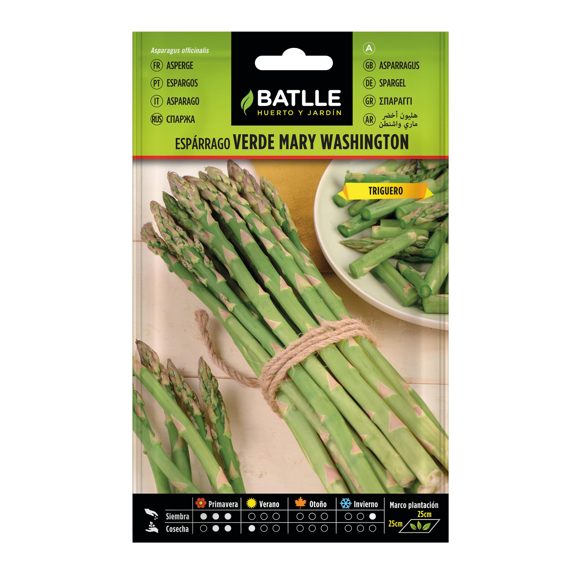 BATLLE Espárrago Mary Washington – Semillas para Espárrago Verde y Blanco, Huerto y Bancal