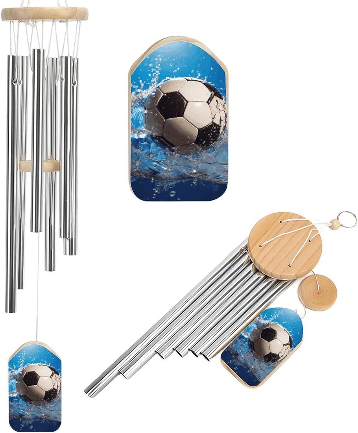 Outdoor Wind Chimes, Soccer Ball Water Printed Wind Chimes,Simple Wind Chimes,Curtain Wind Chimes for Home Decoration