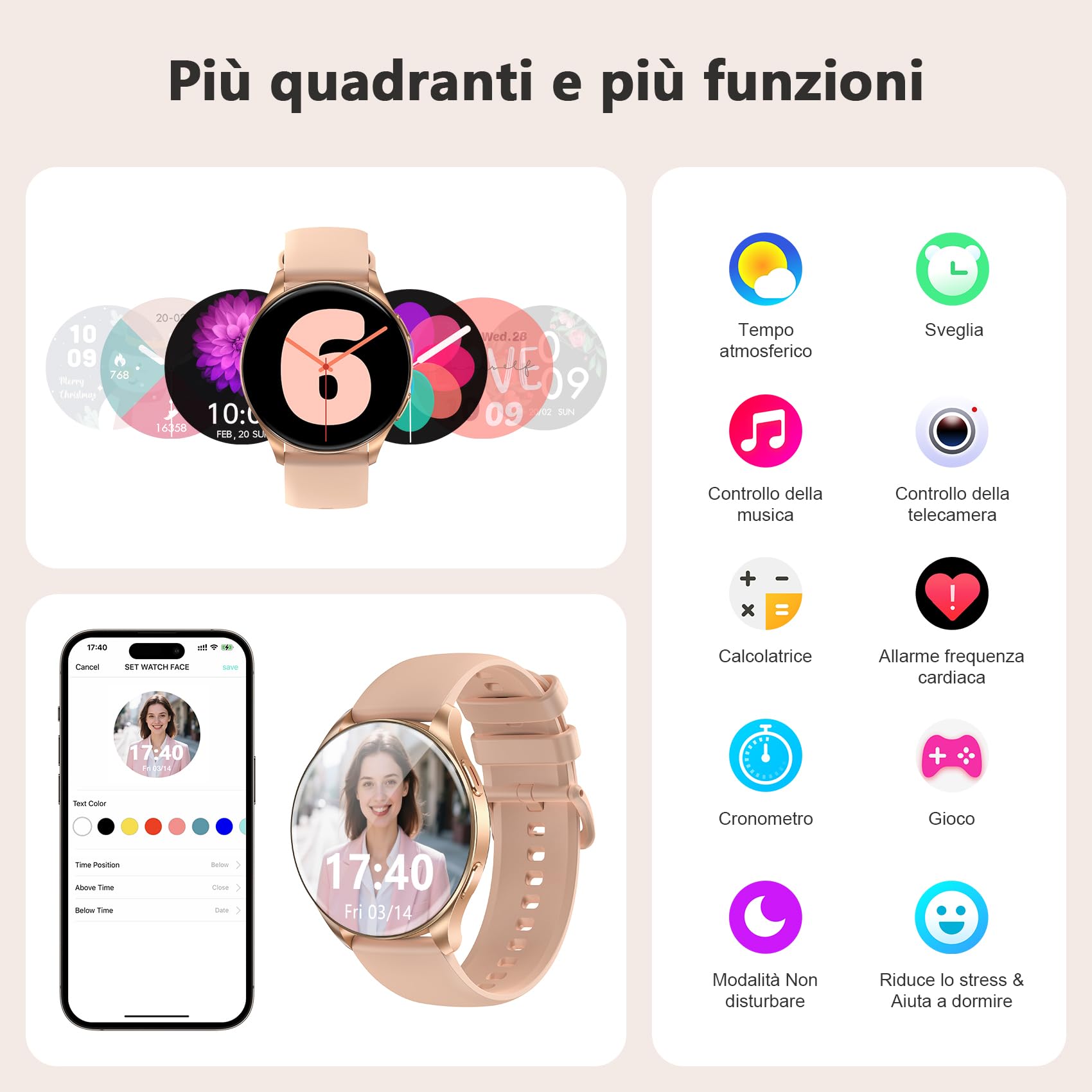 Blackview Smartwatch Uomo Donna, Effettua e Rispondi alle Chiamate, Orologio Smartwatch Fitness con 1.43' HD AMOLED/112+ Sportive/SpO2/Monitoraggio del Sonno/Cardiofrequenzimetro per Android IOS