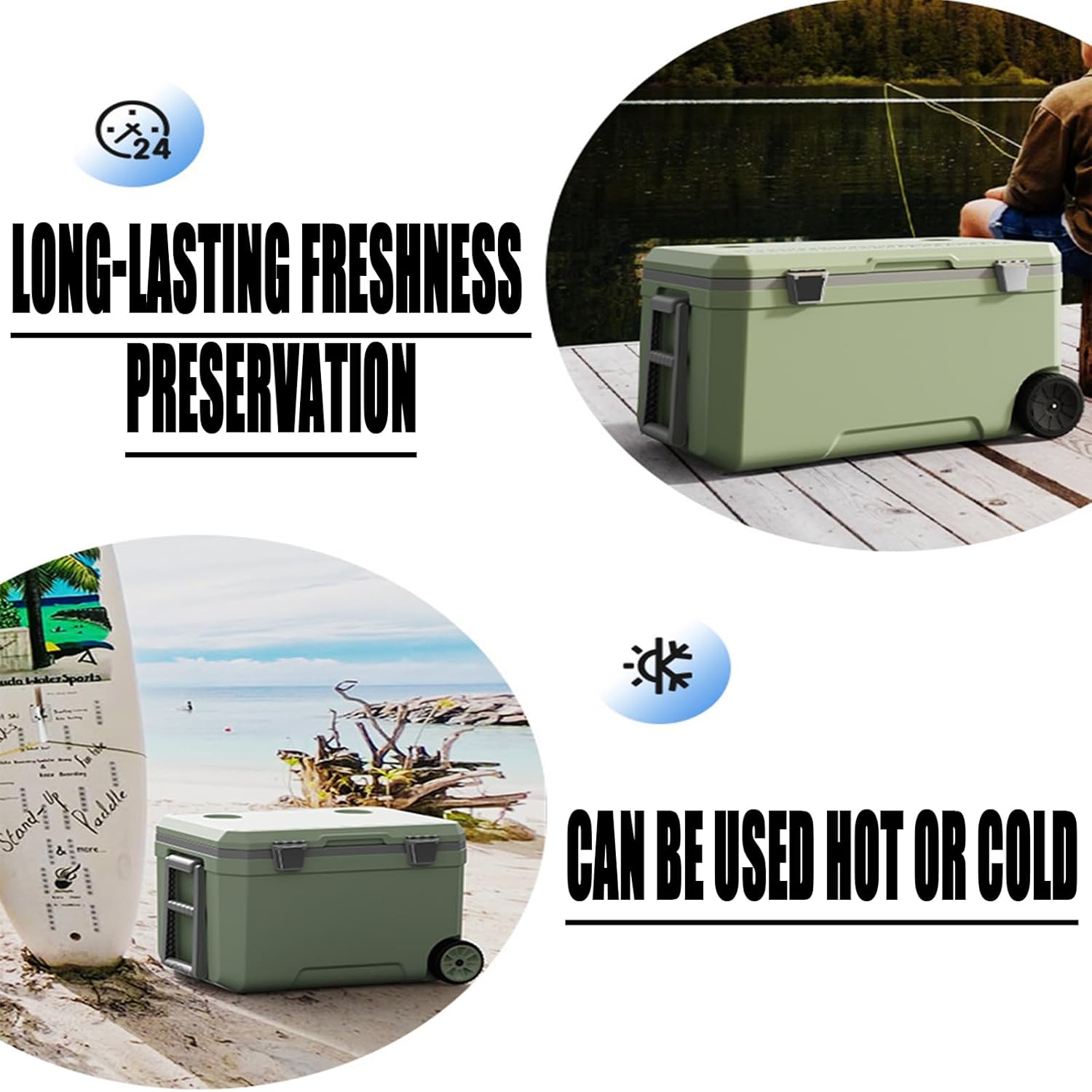 Car Camping Coolers for Benz GLA 2015-2020, Waterproof Portable Cooler, Leak Proof Picnic Insulated Bag, Ultra-Light Premium Ice Chest Box,A-Green-45L