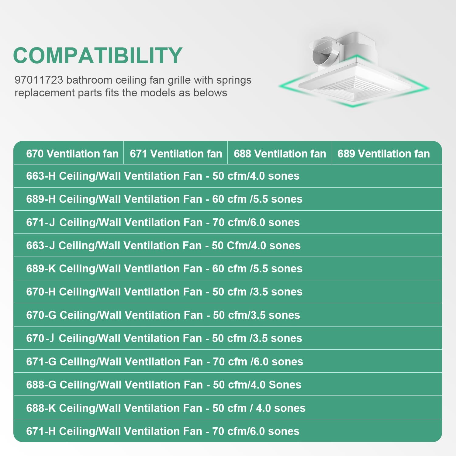 Reinforced 97011723 Bathroom Exhaust Fan Cover with Springs,ABS Plastic Square Ceiling Laminar Air Flow Air Conditioning Grilles Diffusers,Air Diverter,vent cover,Ventilation Fan (1, 9in)