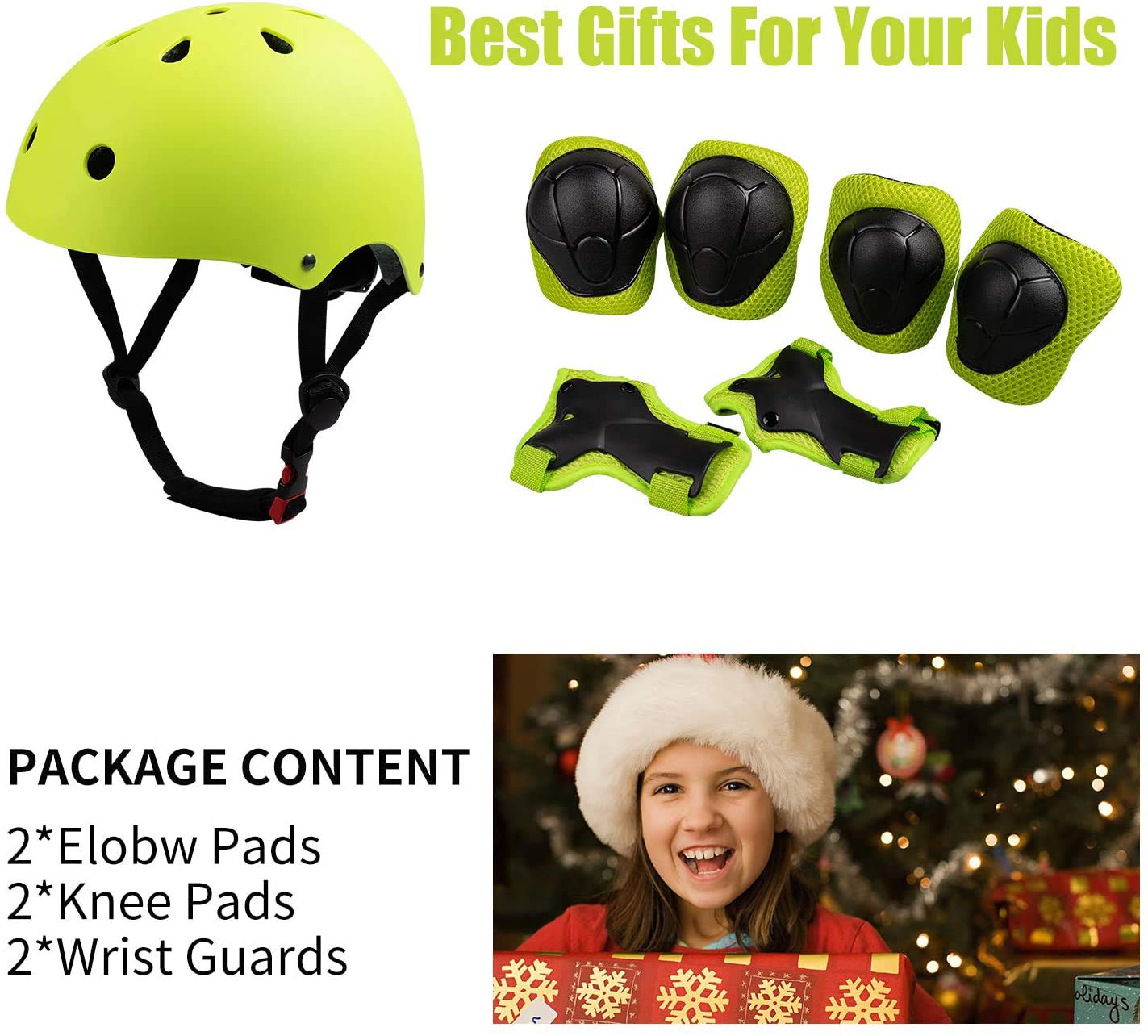 Casque Enfant Sets de Protection AVCE Genouillères Coudières Protège-Poignets Réglables Kit pour Rollers Skate Trottinette Skateboard(3-12 Ans)