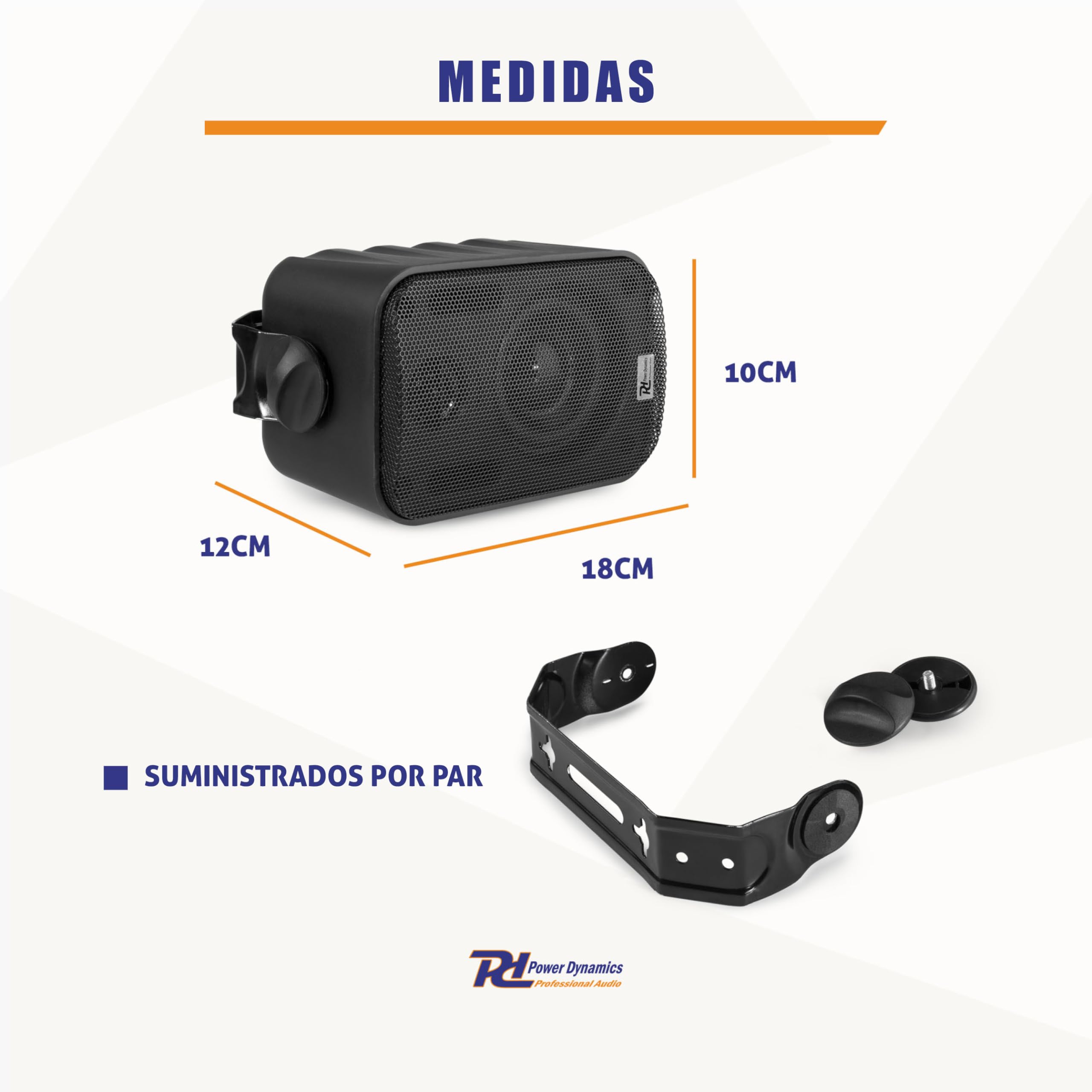 Power Dynamics BGO30 - Pareja de Altavoces de 2 vías 120W para Interior y Exterior, con Soporte de Montaje, Ideales para música en casa, jardín, Bares o terrazas, Resistente al Clima, Color Negro