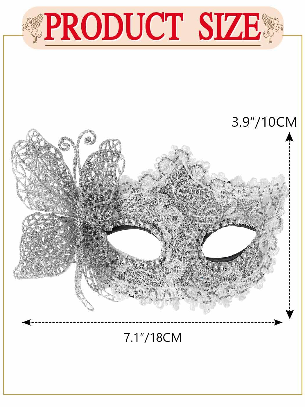 Jovono Butterfly Masquerade Masks Lace Venetian Masks Halloween Cosplay Costume Mask for women (Silver) - Image 2
