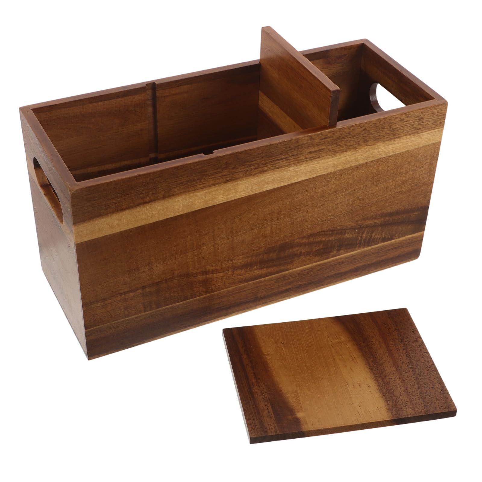 Boîte de rangement en bois précieux finition sans éclats pour couverts de table