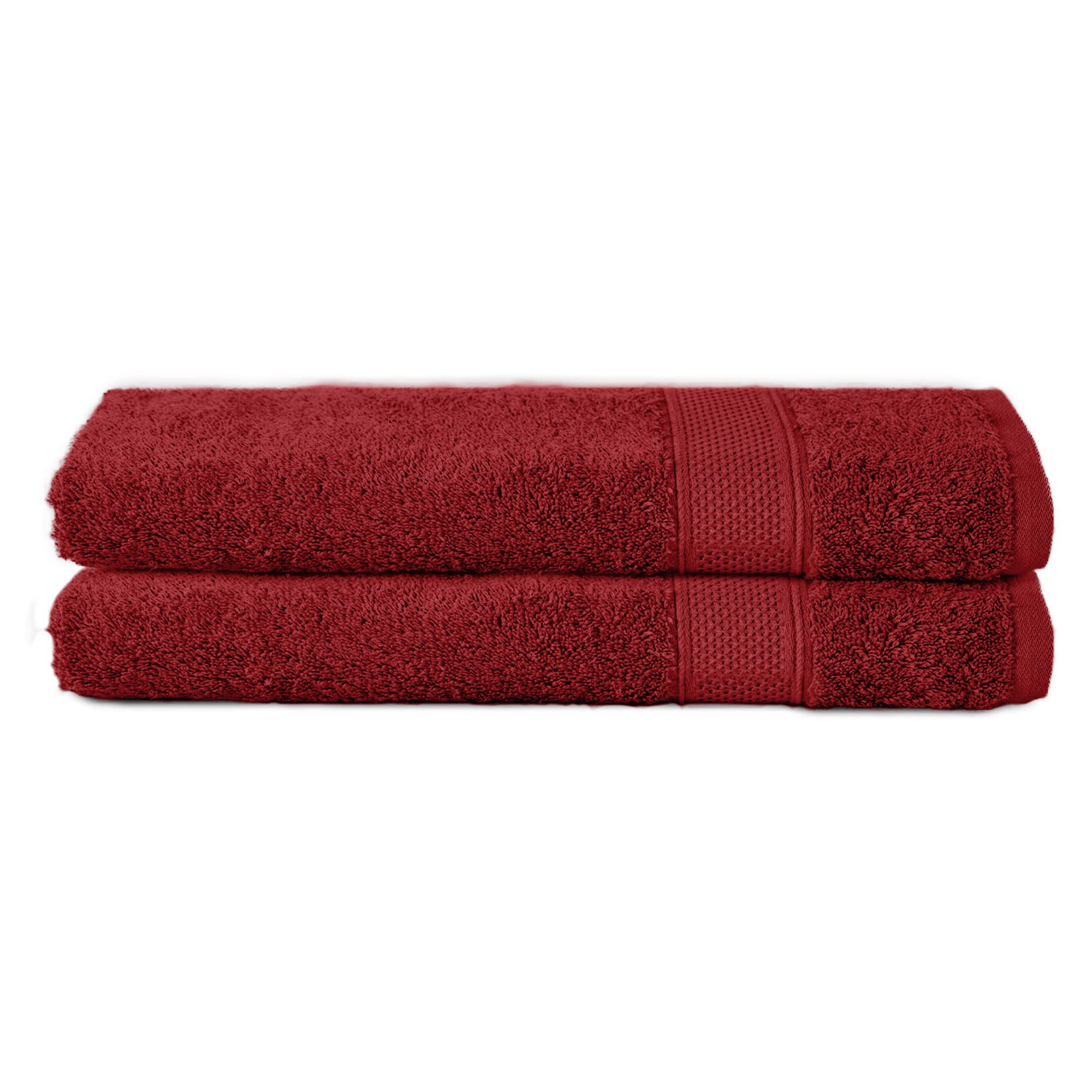 Komfortec Set of 2 Bath Towels, 70 x 140 cm Size, Double Pack, 100% Cotton, Hand Towels, Terry Cloth, Soft, Absorbent, Aurora Red