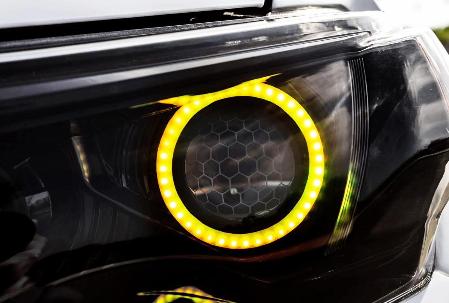 iJDMTOY Amber/White Switchback Dual-Color LED Angel Eyes Halo Ring Lighting Kit Compatible with Toyota 2010-2023 4Runner Lighting Retrofit