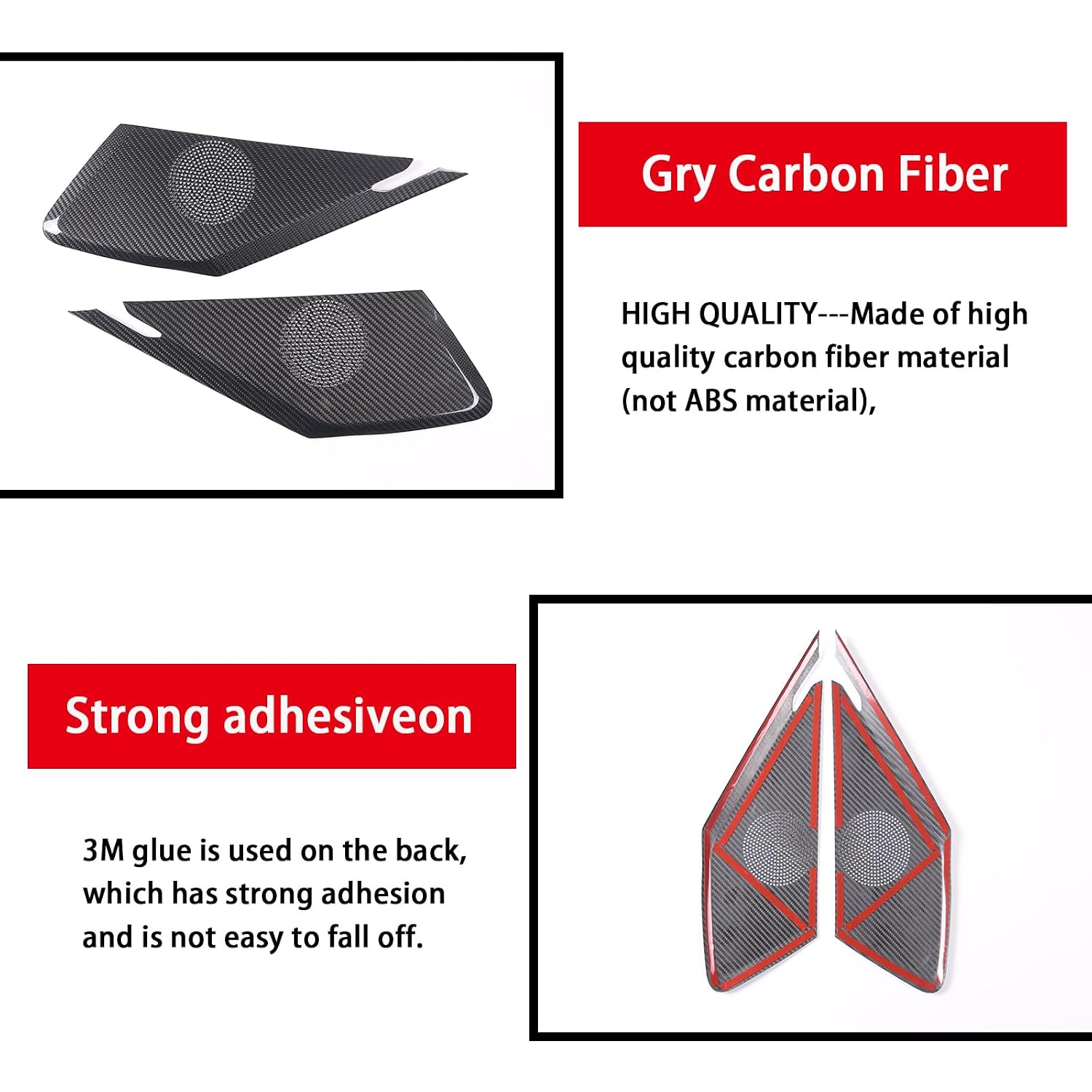 Car Side Door Speaker Cover Trim Compatible with Corvette C8 1LT 2020-2023 Real Carbon Fiber 2PCS,C8 Interior Door Trumpet Grille Cover Trim Accessories (Black Carbon)