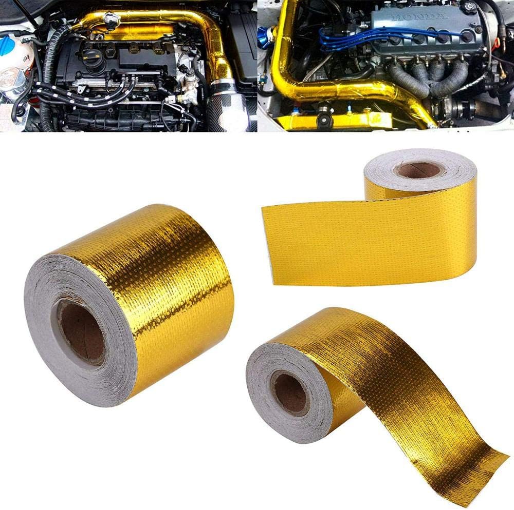 SUNWAN Gold Fibreglass Duct Tape 9M x 5CM High Temperature Heat Shield Tape for Car Oil Pipe, Motorcycles & More