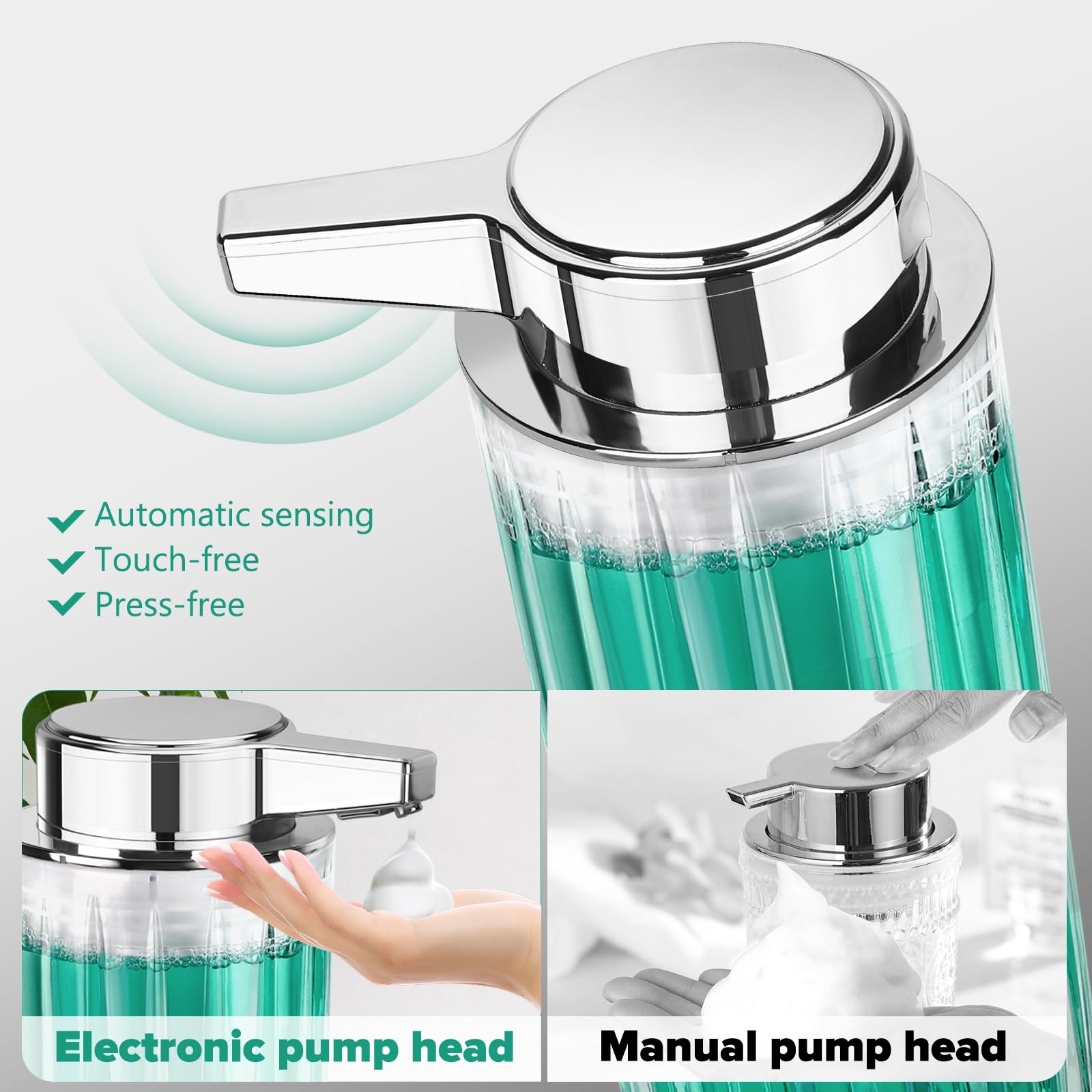 Blancel Dispenser automatico di sapone in vetro ricaricabile senza contatto