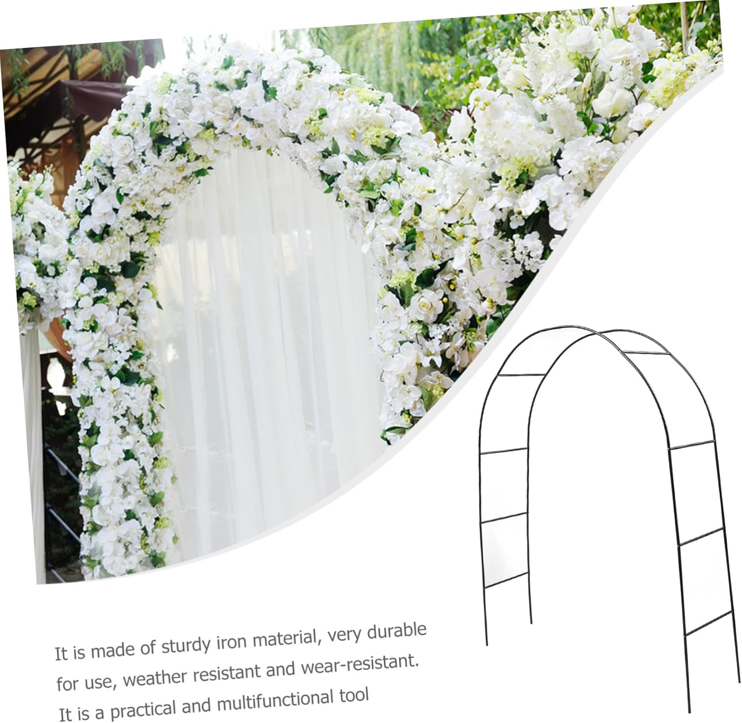 Metal Pergola Garden Arbor for Wedding Ceremony Outdoor Climbing Plants Support Easy Assemble Lightweight Decorative Arch Stand for Backyard